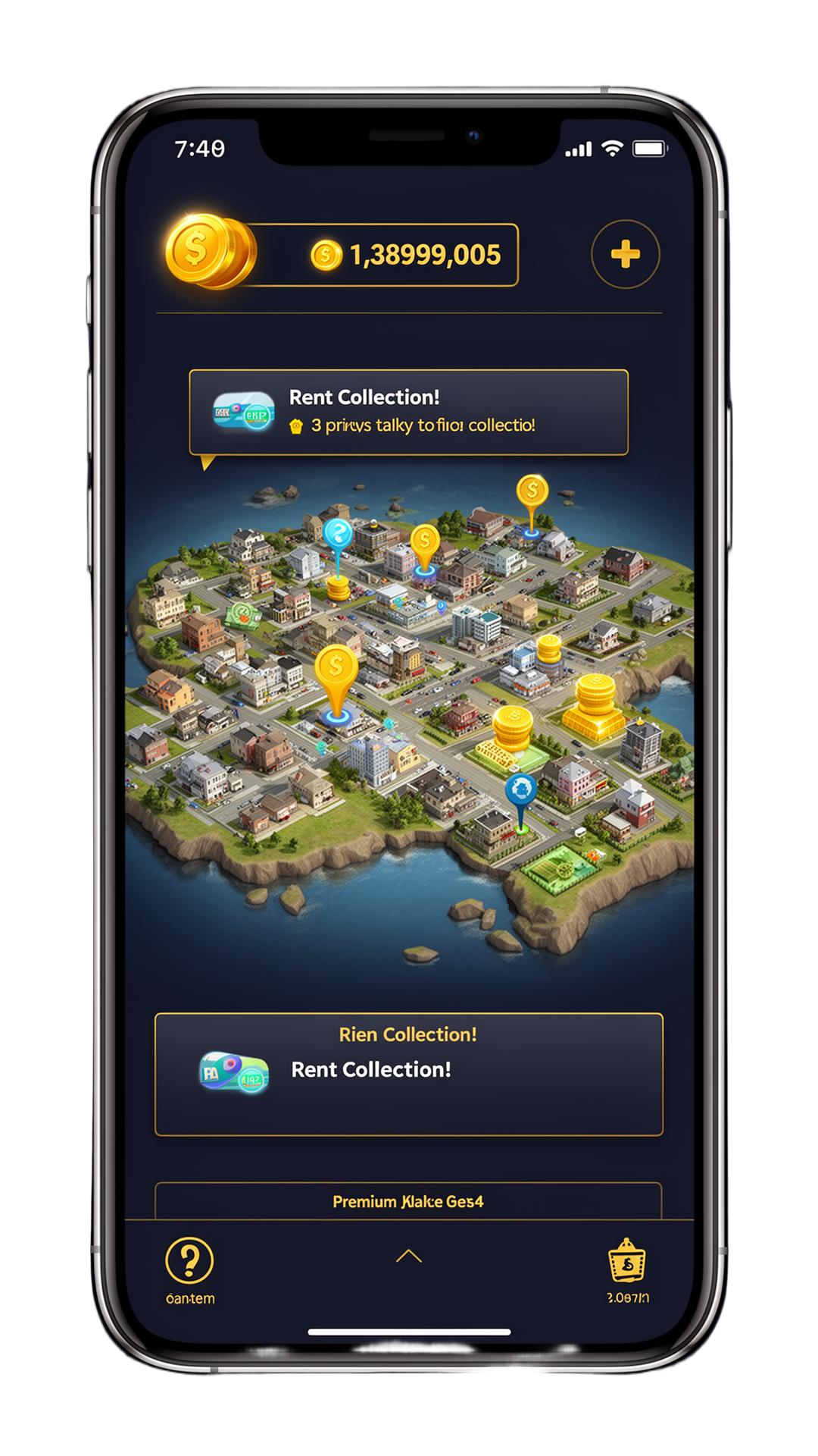 Global Property Tycoon mobile game UI